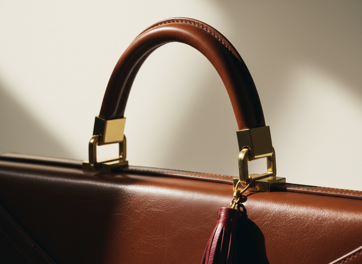 The handle of a leather briefcase, representing the business protection offered by holding a property in an LLC.