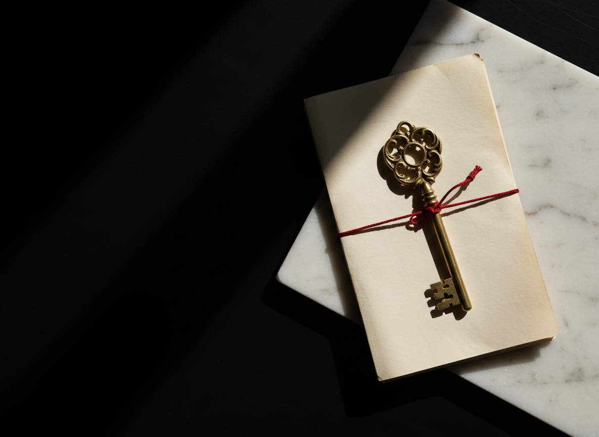 An antique key lying on a folded document, symbolizing a legal agreement resolving a property issue.