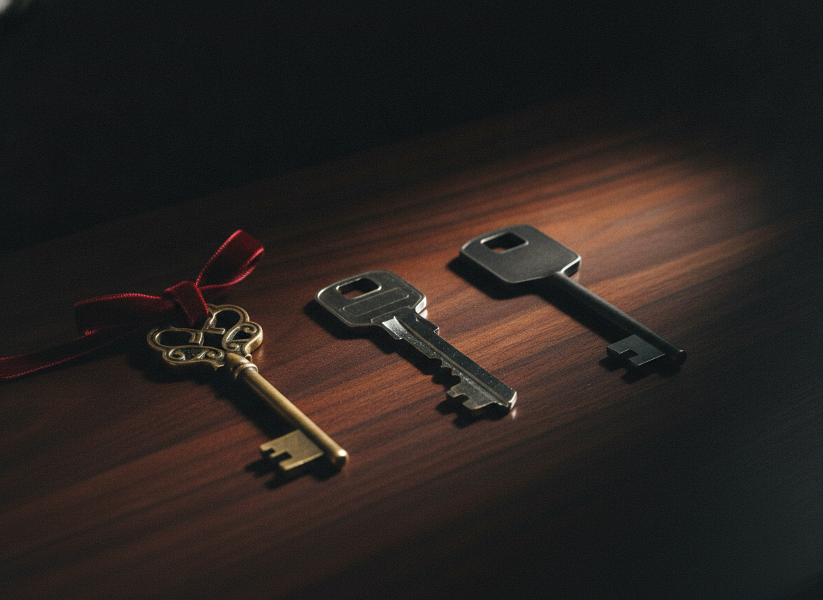 Three distinct house keys representing the different homebuyer rules in D.C., Maryland, and Virginia.