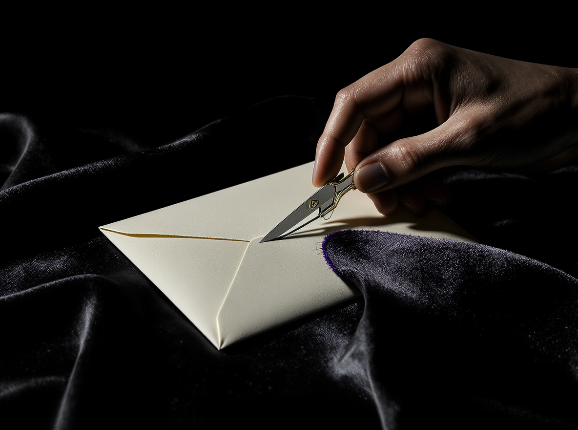 A hand carefully opening an envelope, representing the review of final closing documents.